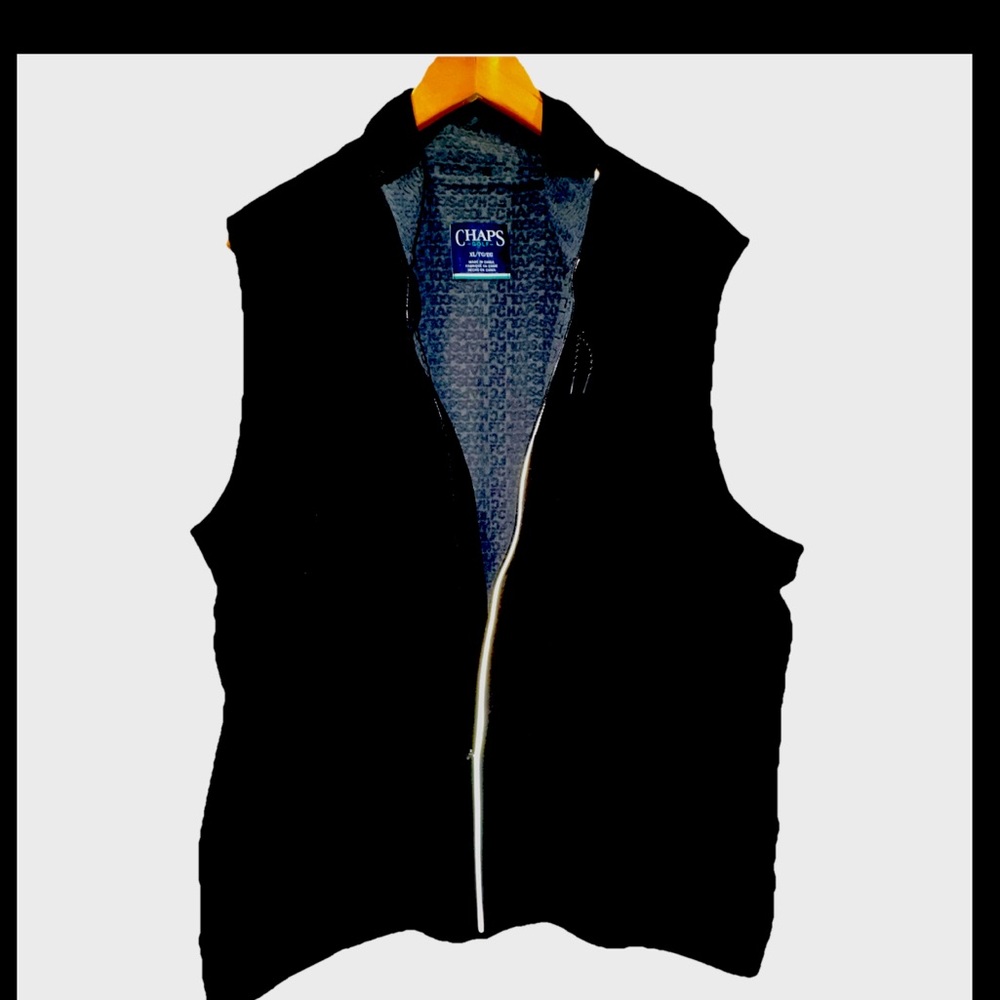 Chaps Golf Full Zip Performance Vest Mens XL Black Lightweight Athletic Golf